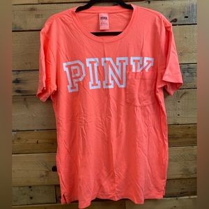 Victorias Secret VS Pink Neon Orange Tee NWOT medium